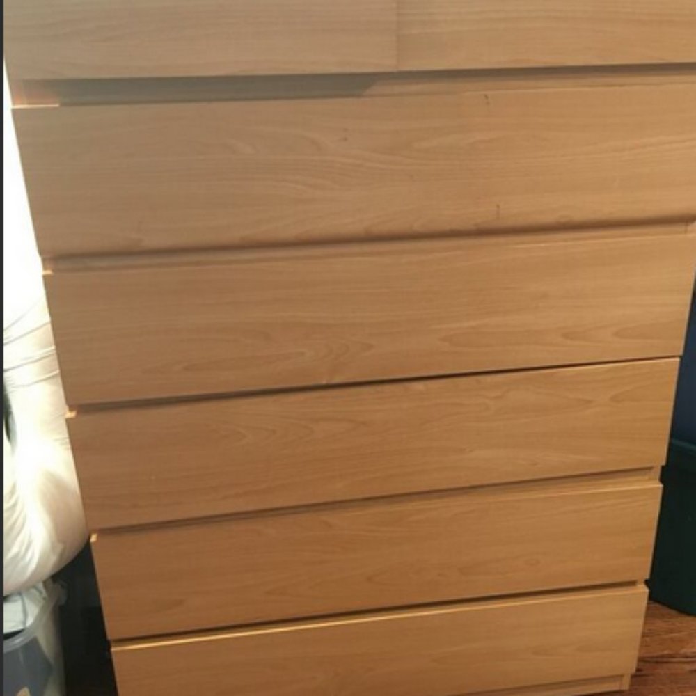 Brown 6 draw shelf